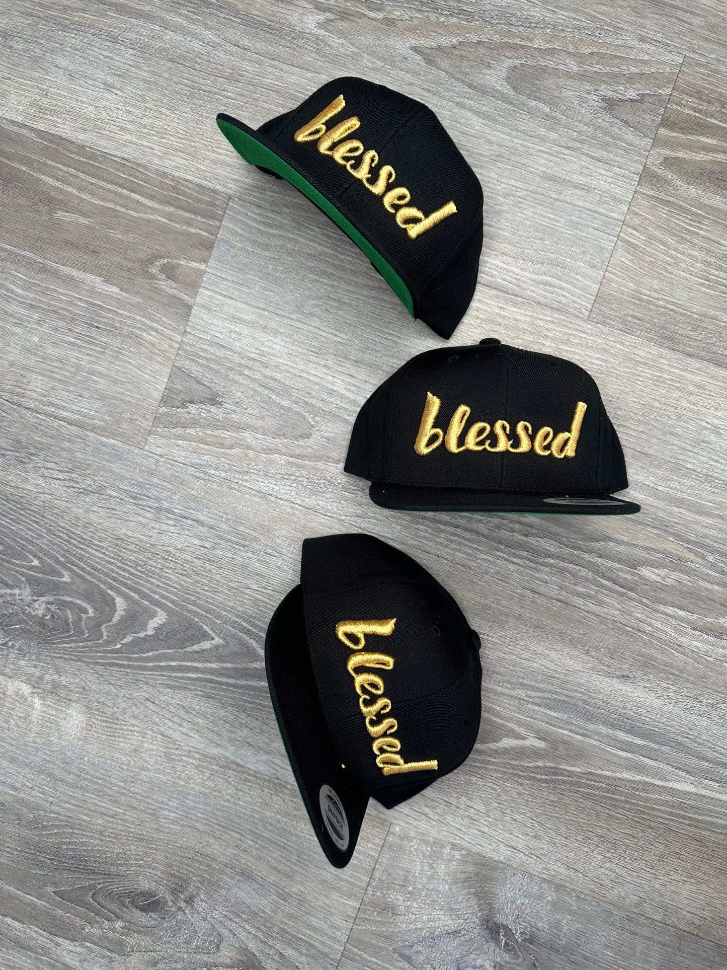 Blessed Snapback Hat - Black & Gold Embroidery