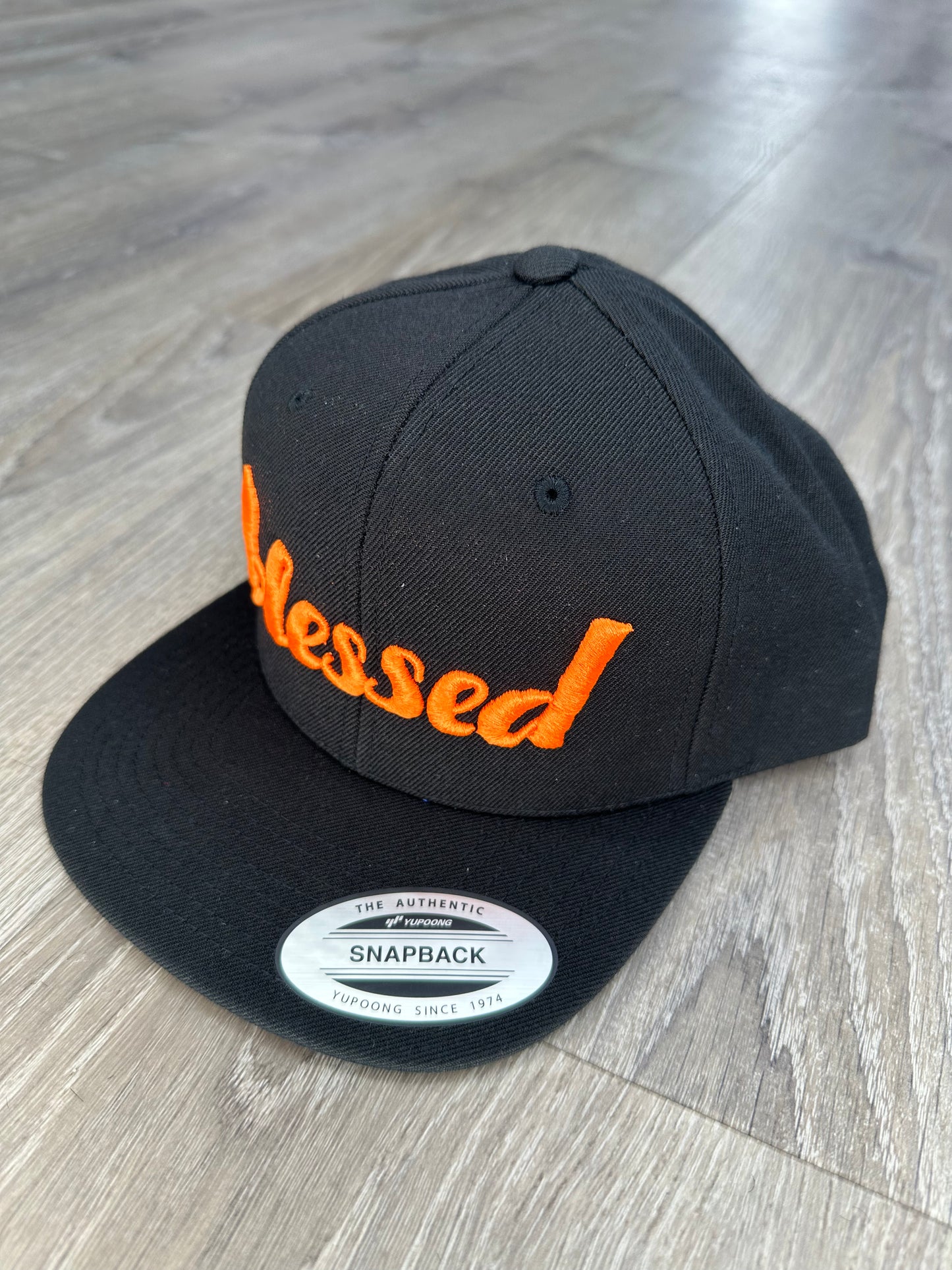 Blessed Snapback Hat - Black & Orange Embroidery