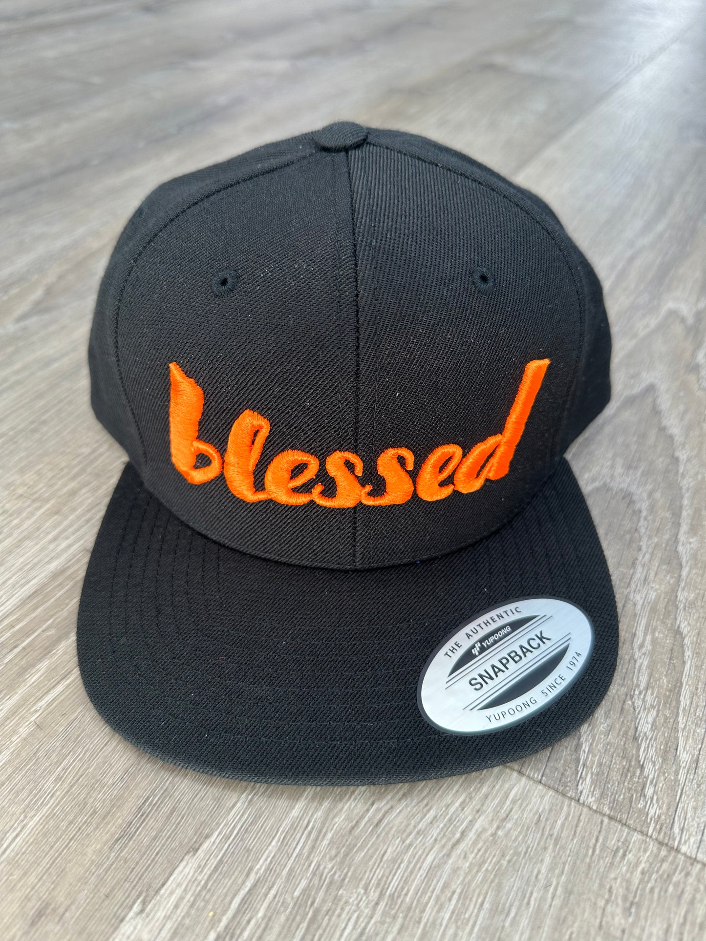 Blessed Snapback Hat - Black & Orange Embroidery