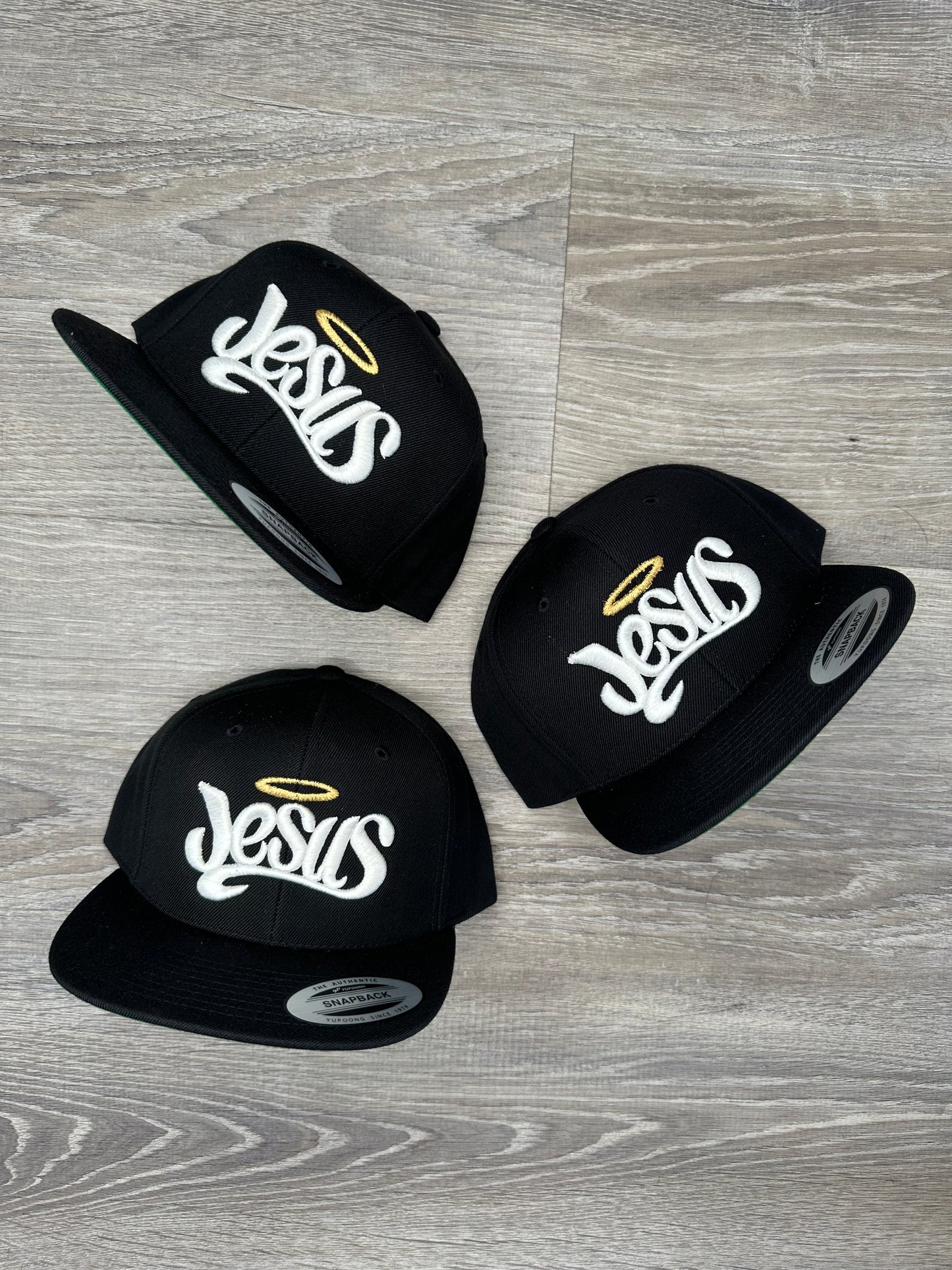 Jesus Snapback Hat - Black & Gold | Faith-Based Streetwear