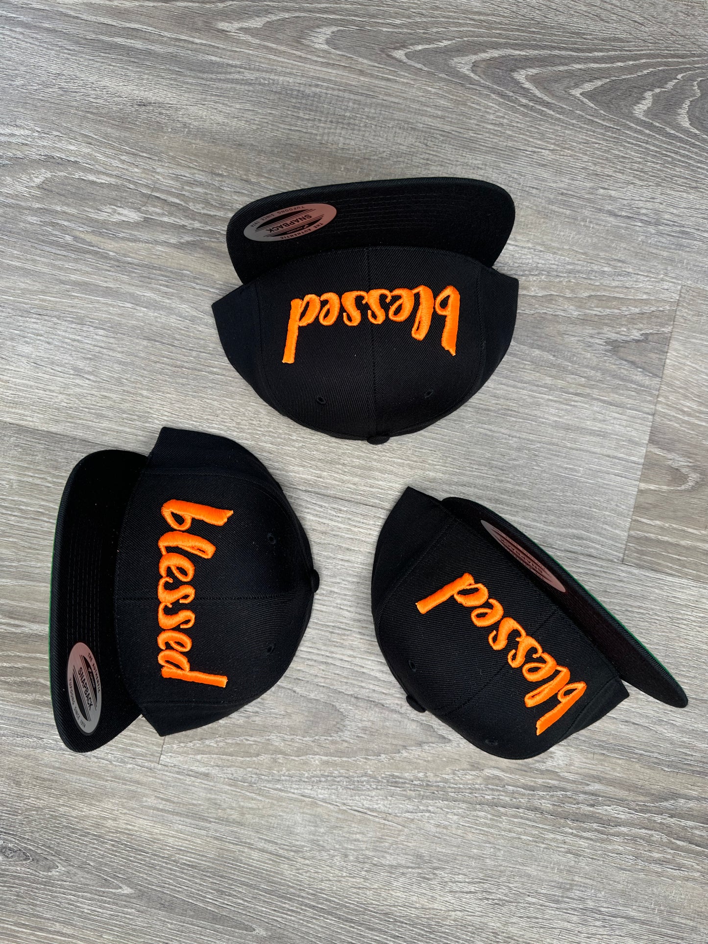 Blessed Snapback Hat - Black & Orange Embroidery