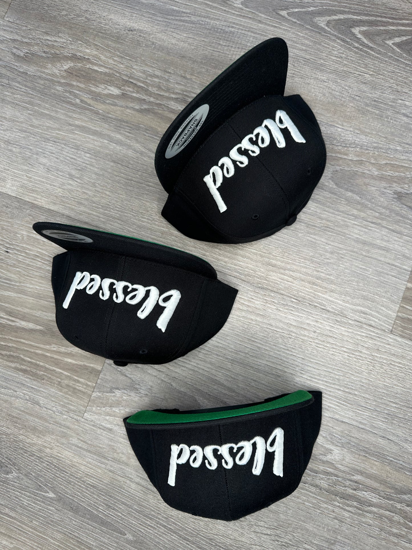 Blessed Snapback Hat - Black & White Embroidery
