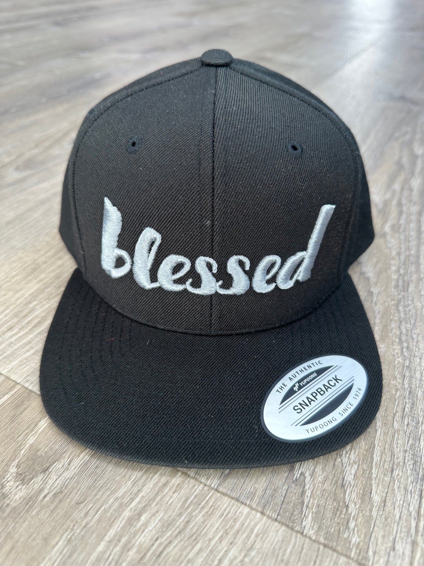 Blessed Snapback Hat - Black & Gray Embroidery