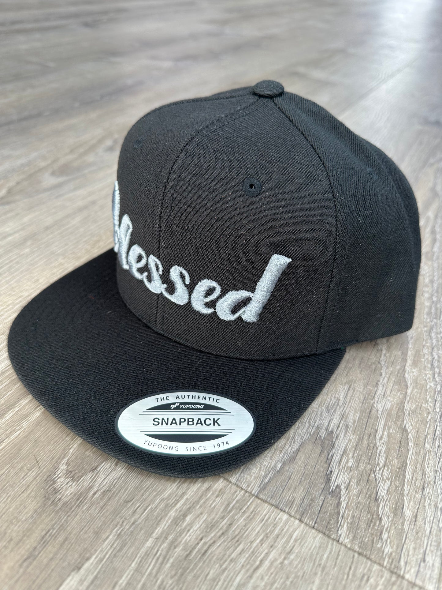 Blessed Snapback Hat - Black & Gray Embroidery