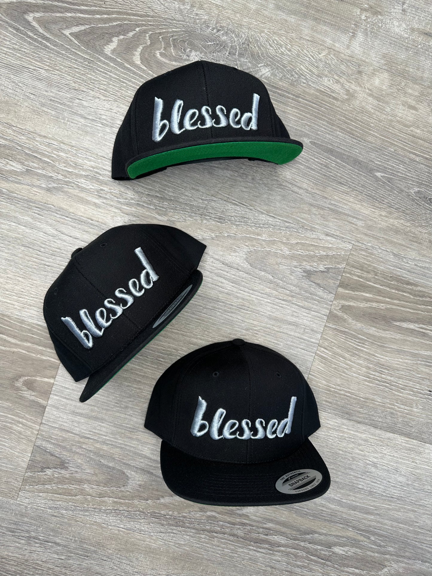 Blessed Snapback Hat - Black & Gray Embroidery