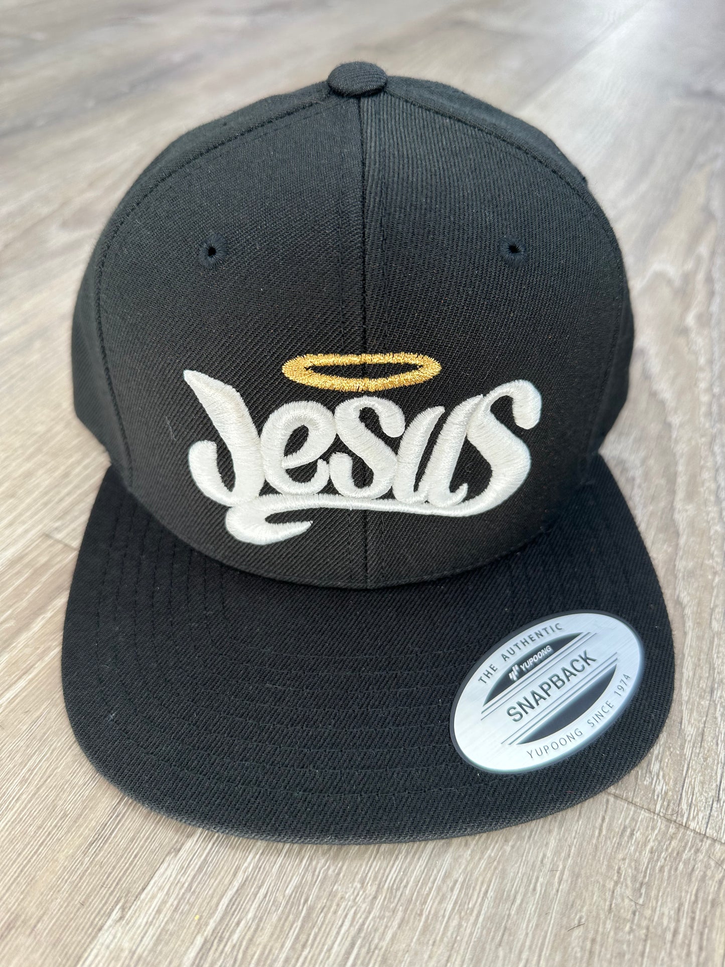 Jesus Snapback Hat - Black & Gold | Faith-Based Streetwear