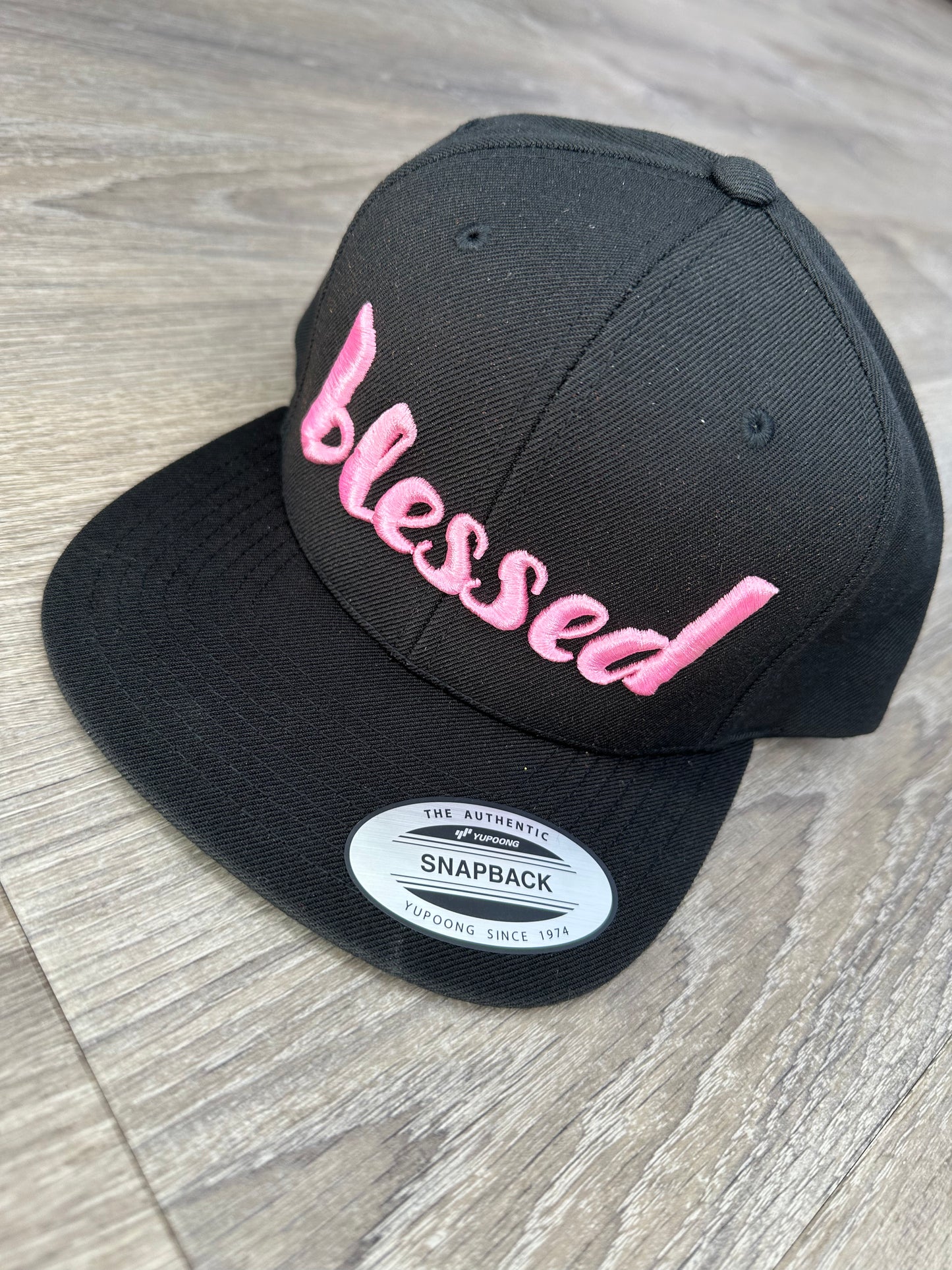Blessed Snapback Hat - Black & Pink Embroidery