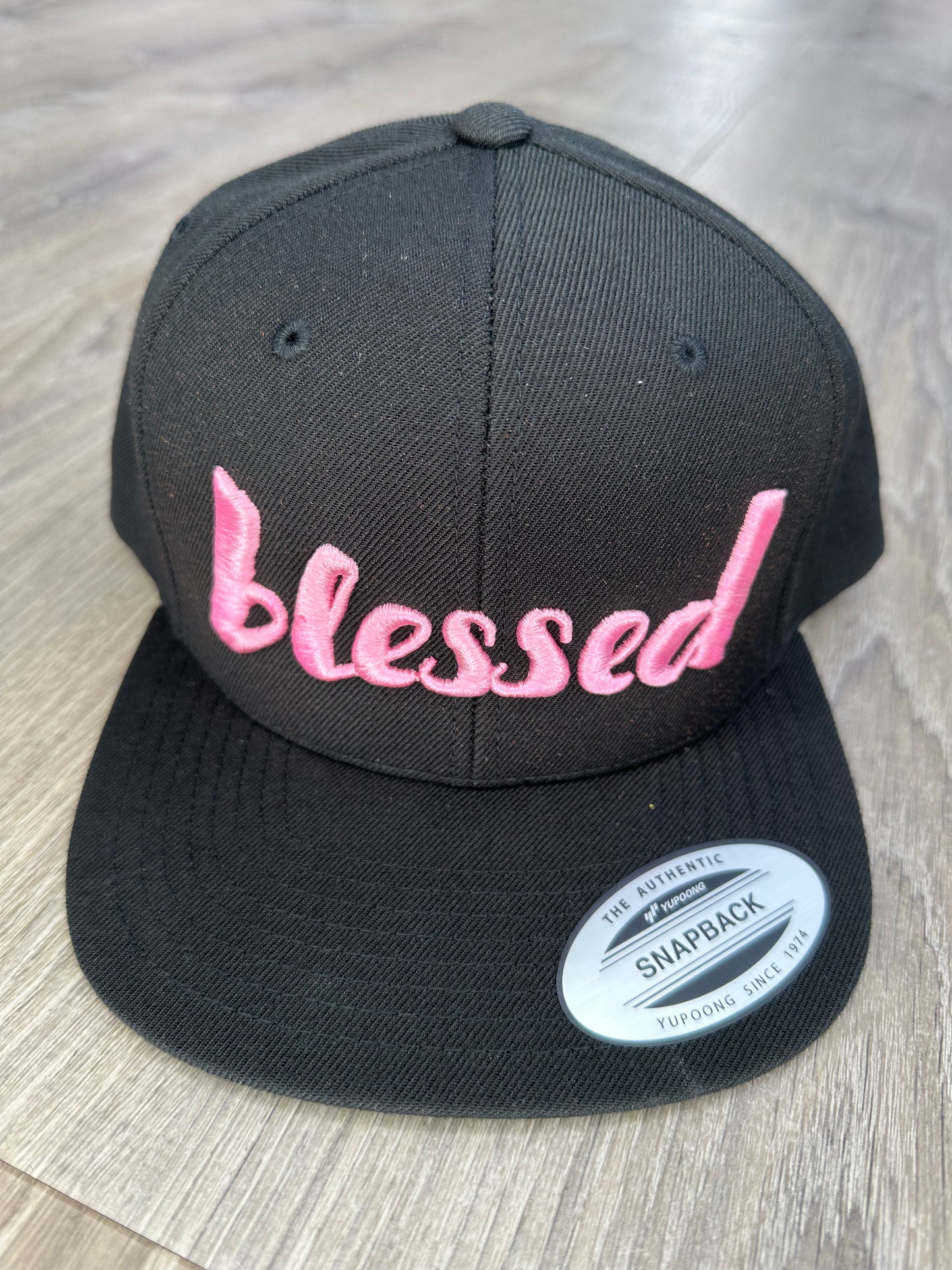 Blessed Snapback Hat - Black & Pink Embroidery