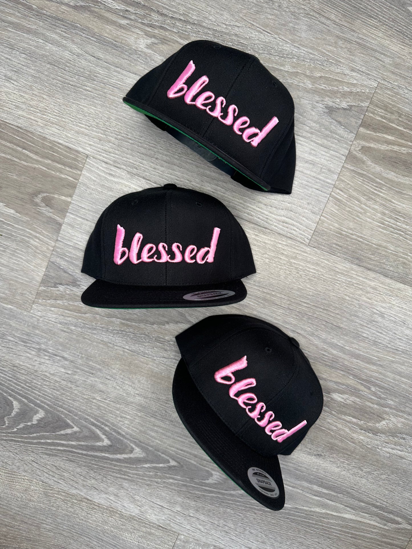 Blessed Snapback Hat - Black & Pink Embroidery