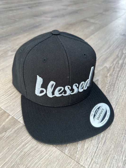 Blessed Snapback Hat - Black & Gray Embroidery